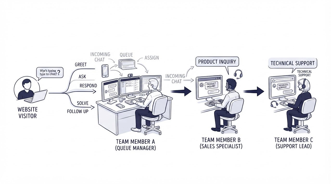 Create a small-team workflow for live chat conversations