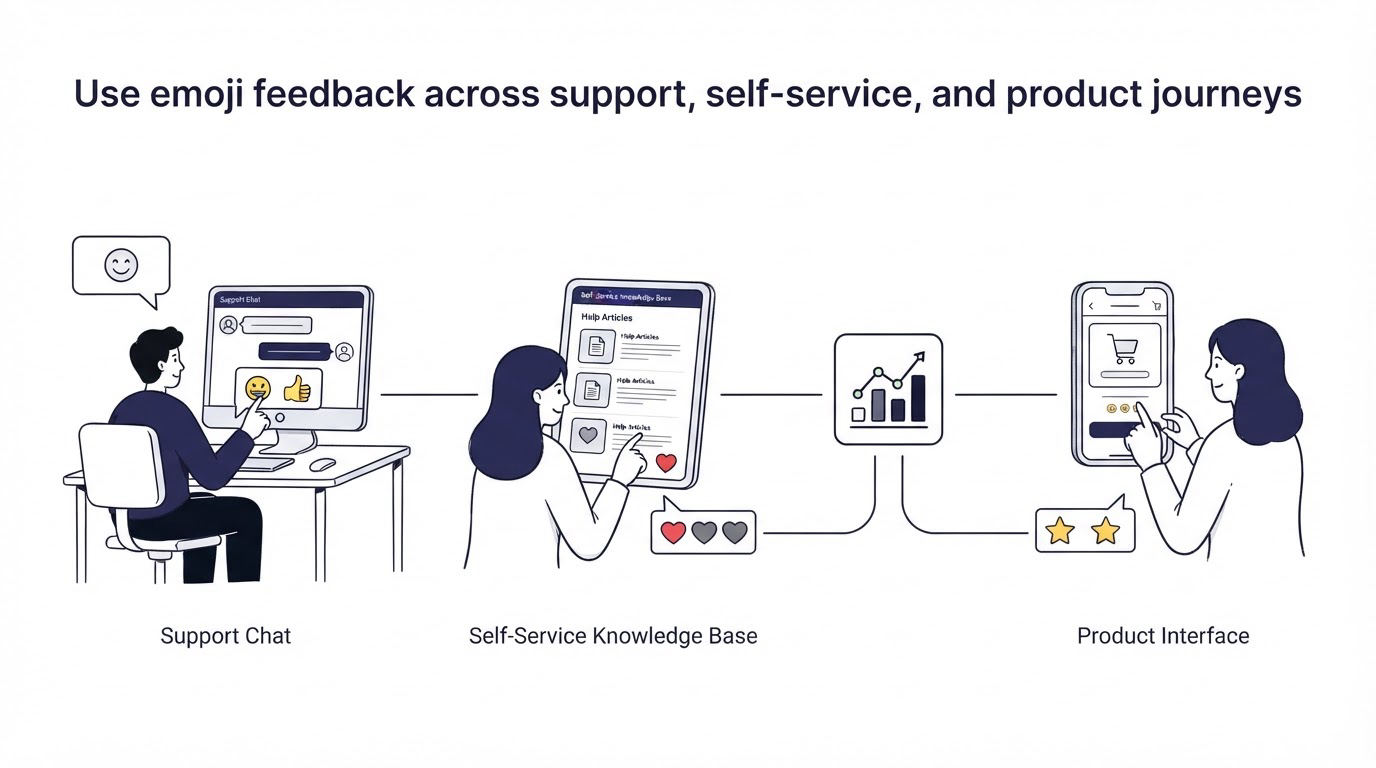 Use emoji feedback across support, self-service, and product journeys